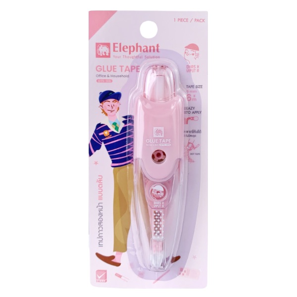 เทปกาวสองหน้า แบบตลับ ขนาดเทป 5 mm. x 6 m. Glue Tape Elephant รุ่น GT5-106