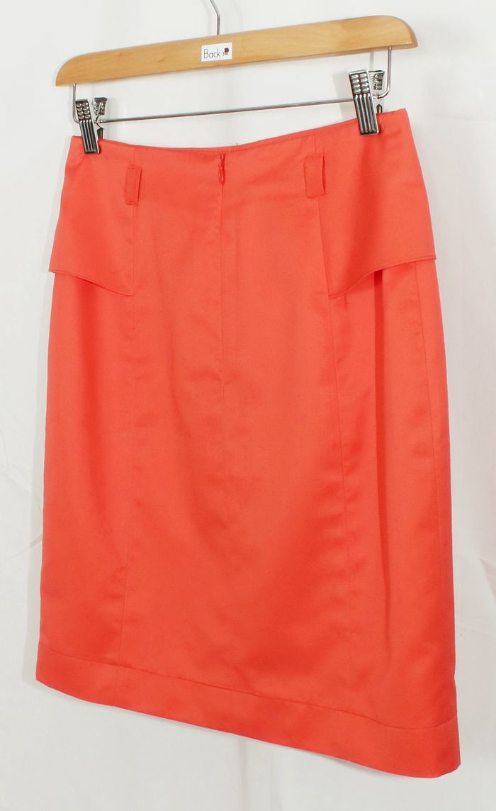 กระโปรงแฟชั่น&ทำงาน กระโปรงทรงสอบผ้าคอตต้อนญี่ปุ่นสีส้ม แต่งระบาย ด้านหน้ากระโปรง / SK-119