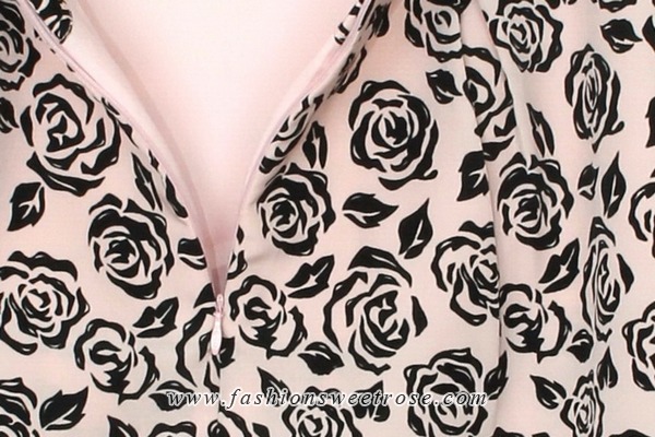 SK-320 กระโปรงแฟชั่น&ทำงาน ทรงสอบ ผ้าวาเลนติโนพิมพ์ลายดอกกุหลาบดำพื้นชมพู ตัวกระโปรงซ้อนกัน 2 ชั้น