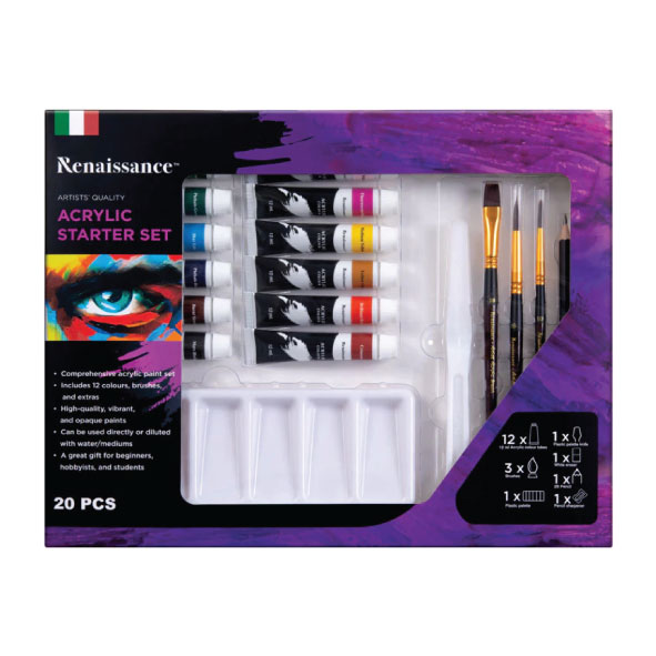 ชุดสีอะคริลิค ชุดสตาร์ทเตอร์ Renaissance 20 ชิ้น Acrylic Starter Set