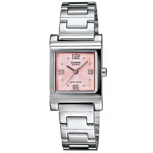 CASIO Standard รุ่น LTP-1237D-4ADF สีเงิน หน้าปัดชมพู สายสแตนเลส สินค้าของเเท้ รับประกันศูนย์ CMG