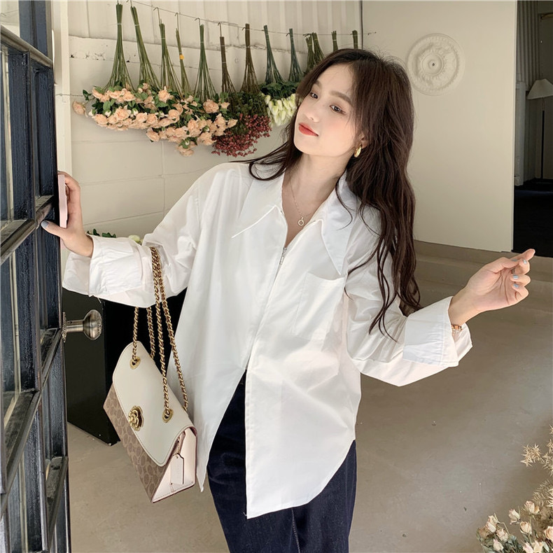 YUJIN zipper shirt เสื้อเชิ้ตแต่งซิปโอเวอร์ไซส์