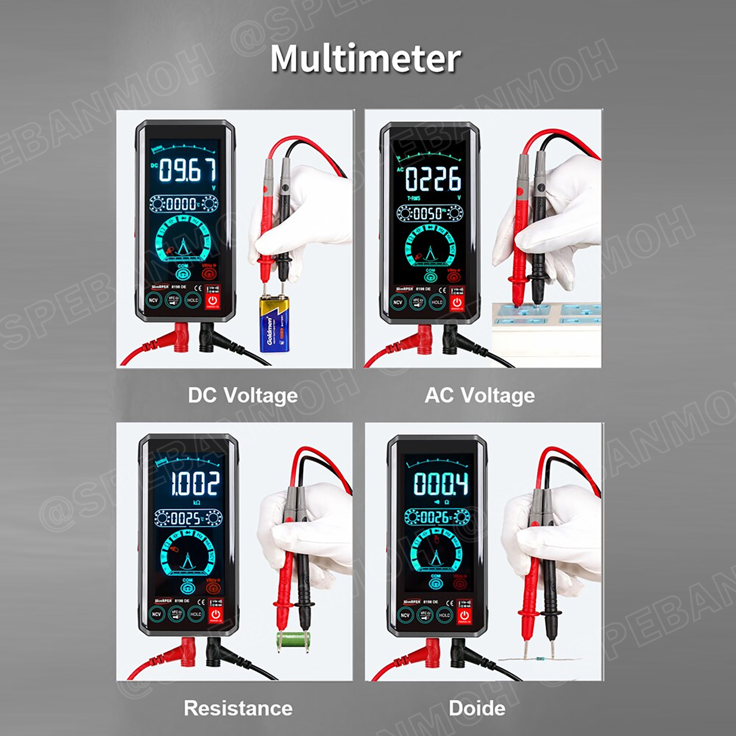 [ 1เครื่อง ] ET8198DE มัลติมิเตอร์ WinAPEX ET8198DE มัลติมิเตอร์ ระบบออโต้ ดิจิตอลมัลติมิเตอร์ แสดงผลหน้าจอสี วัด Hz เปลี่ยนฟังก์ชั่นโดนการแตะสัมผัส Auto range ระบบสัมผัส มีไฟ LED ระบบ Touch Screen ช่วงระบุการวัดอัตโนมัติ