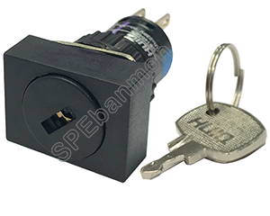 A16-22ZK003-2 สวิทช์กุญแจ (Key switch) ∅16mm ON-OFF 3A 220VAC