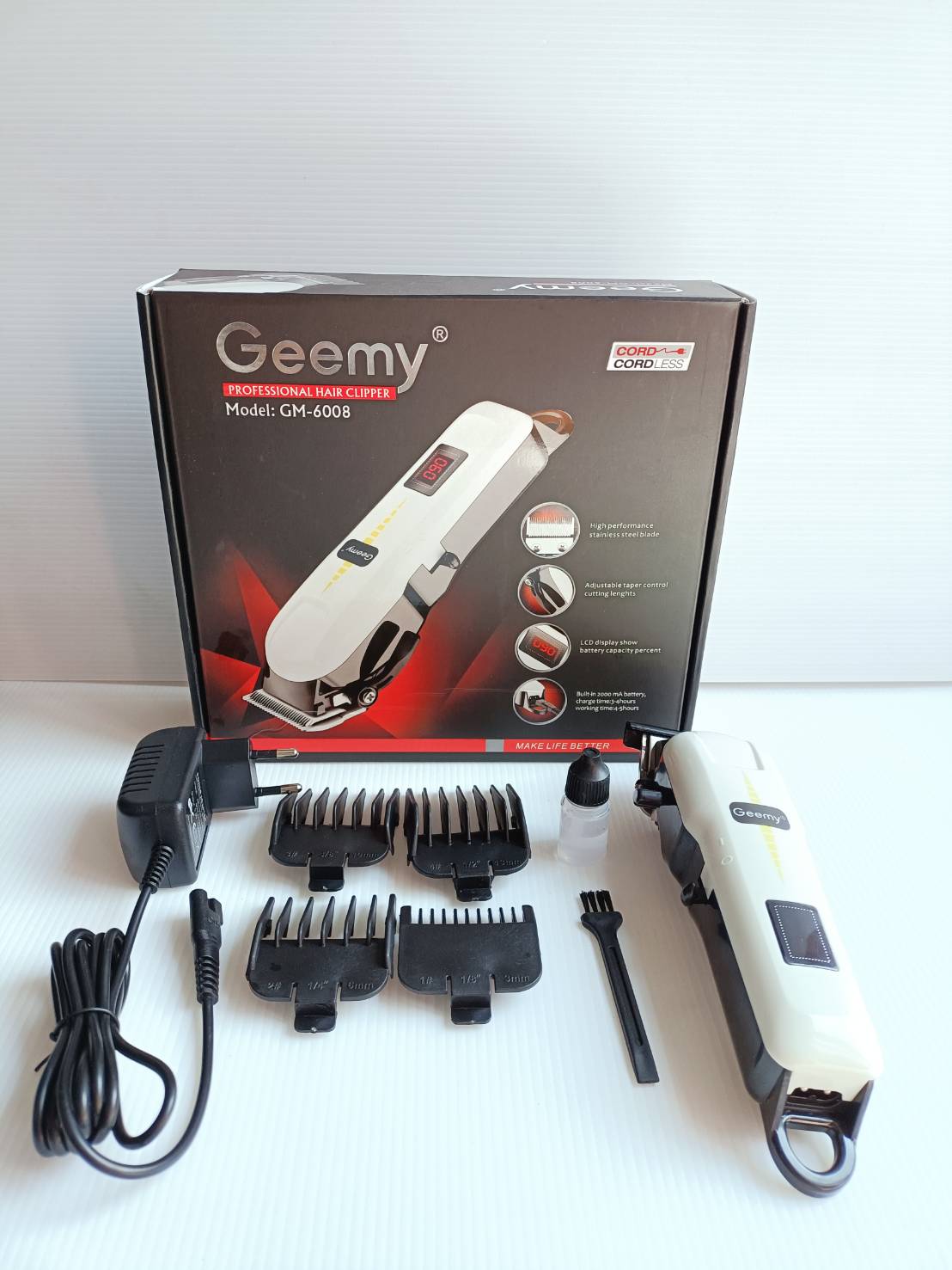 ปัตตาเลี่ยนไร้สาย Geemy GM-6008 มีไฟแสดงสถานะแบตเตอรี่