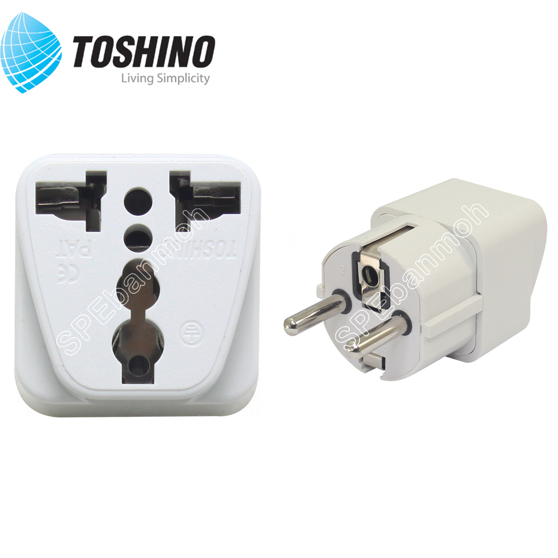 [ 1ชิ้น ] ปลั๊กแปลง PS-18EU ปลั๊กแปลง Toshino ขาEurope PS18 Series 10A 250V เต้ารับนานาชาติ โตชิโน่ Universal AC Adapter Plug 2300W ไฟบ้าน โตชิโน่ Toshino Adaptor Plug มาตรฐาน มอก หัวแปลงปลั๊ก AC โตชิโน Travel Plug ปลั๊กท่องเที่ยว 2300วัตต์