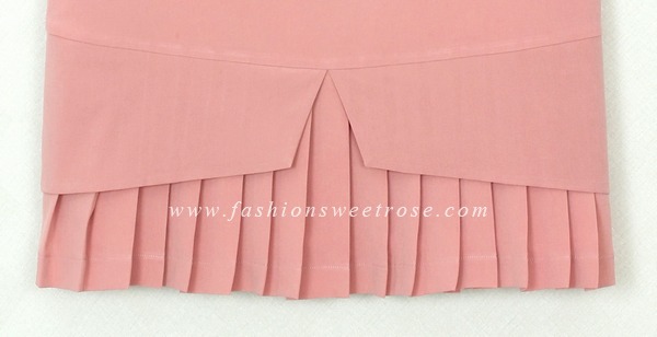 SK-299 กระโปรงแฟชั่น&ทำงาน ทรงสอบ ผ้าไหมอิตาลีสีชมพู Peach Pink ชายกระโปรงจับจีบรอบตัว