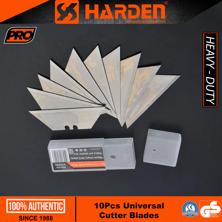 HARDEN ใบมีดคัตเตอร์อเนกประสงค์ เหล็ก SK5 ยาว 60 มม. (10ใบ/กล่อง) รุ่น 570345