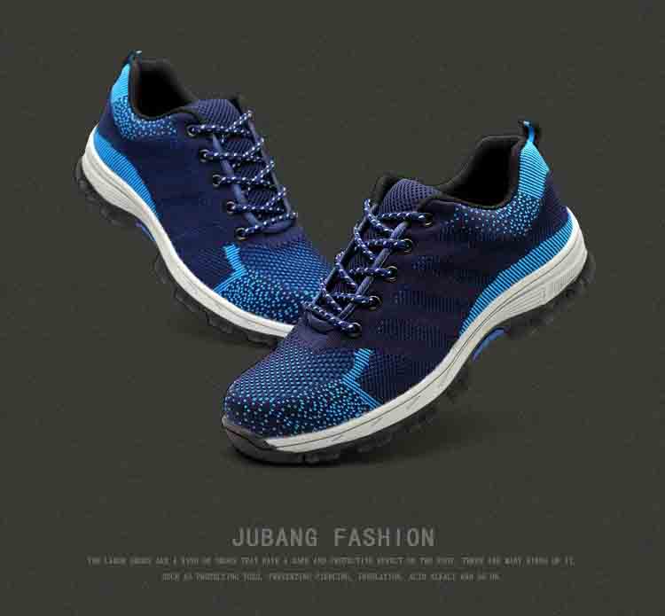 JUBANG รองเท้าเซฟตี้ผ้าใบ หัวเหล็ก ระบายอากาศดี พื้นยางกันลื่น หัวเหล็ก พื้นเสริมแผ่นเหล็ก