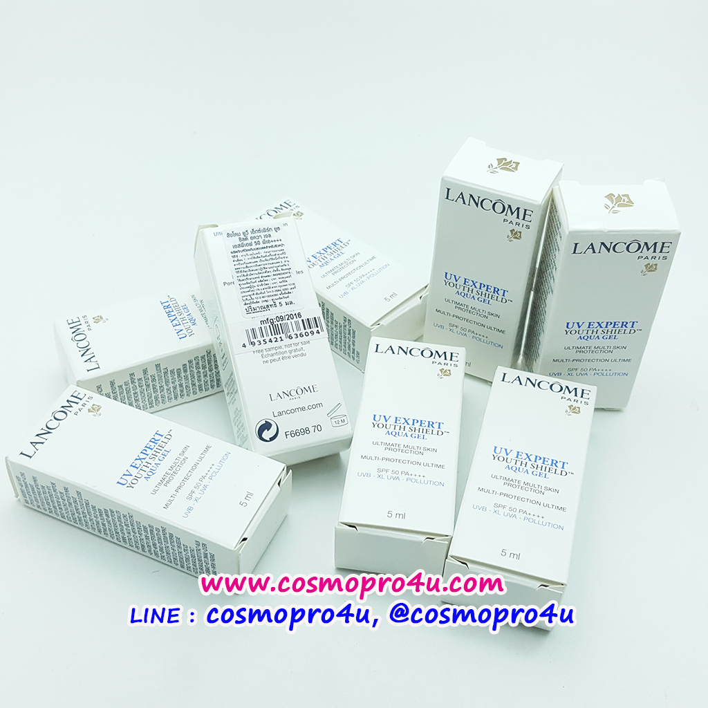 (กันแดด) LANCOME UV Expert Youth Shield Aqua Gel SPF 50 PA++++ ครีมกันแดดเนื้อเจล ให้ผิวสดชื่น ไม่ก่อให้เกิดสิว ปกป้องจากรังสียูวีเอ ยูวีบี 5ml