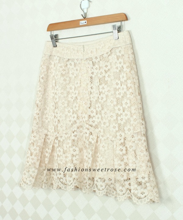 SK-387 กระโปรงแฟชั่น กระโปรงทำงาน ทรงย้วย ผ้าลูกไม้เนื้อนิ่มสีครีม