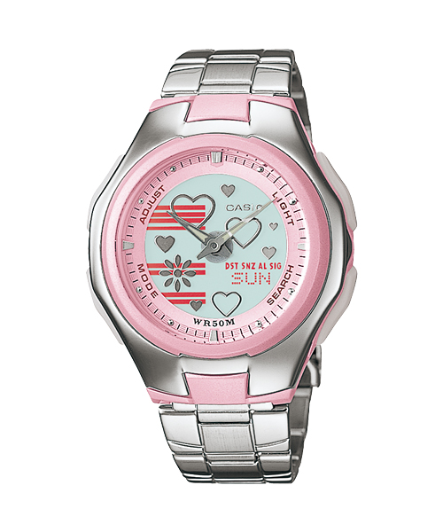 CASIO POPTONE รุ่น LCF-10D-4AVDR สีเงิน ชมพู สายสเเตนเลส สินค้าของเเท้ รับประกันศูนย์ CMG