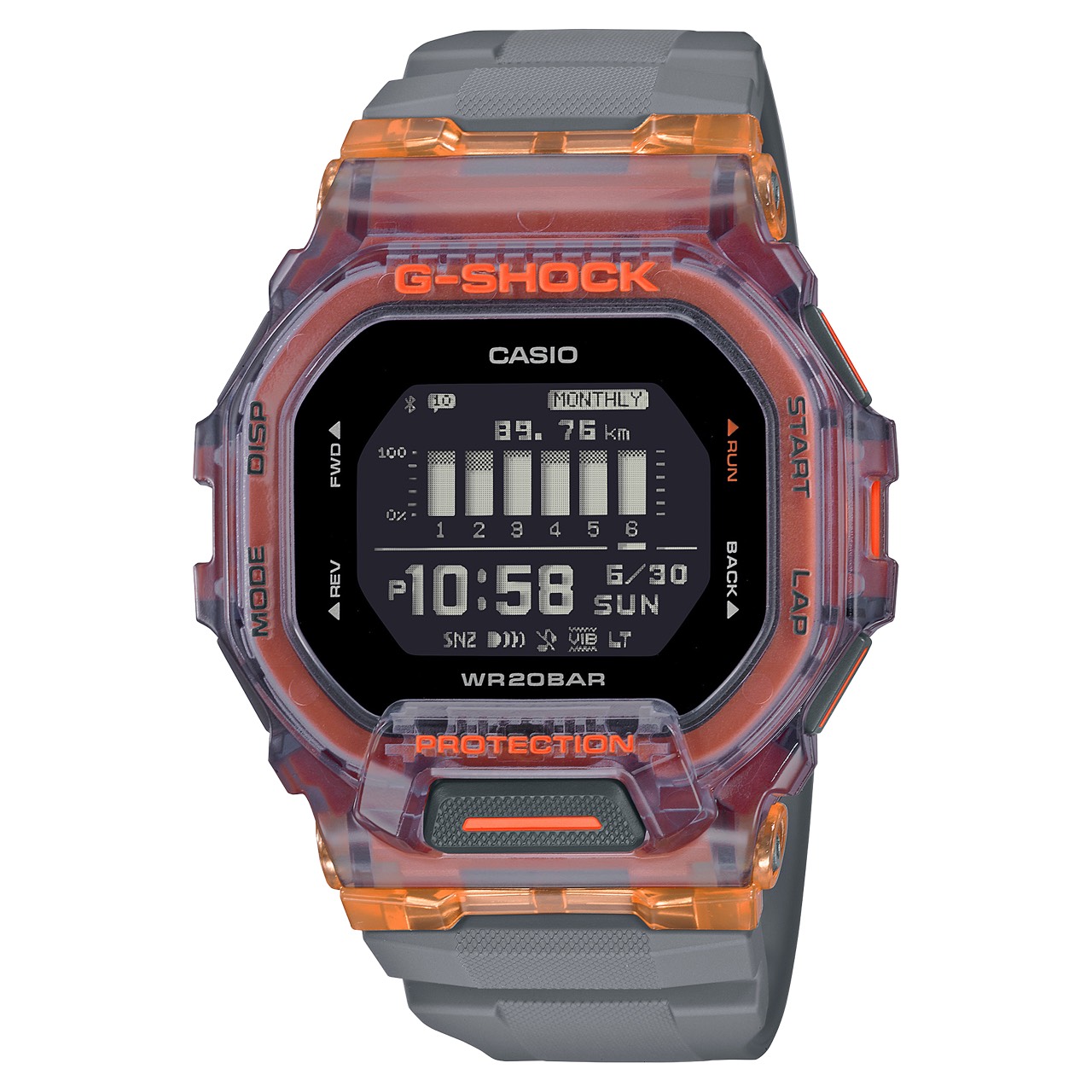 CASIO G-SHOCK รุ่น GBD-200SM-1A5DR สีเทา ส้ม สินค้าของเเท้ รับประกันศูนย์ CMG