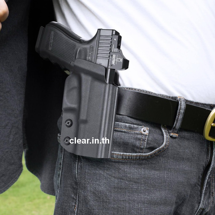 ซองพกนอก Kydex OWB Paddle Holster with red dot optics cut for Glock Glock G17/G19/34 Gen3-5 G17/G19/ Gen4 MOS G17/G19/G34 Gen5 MOS G19X G23 Gen3-4 G22 Gen3-4 G31 Gen3-4 G32 Gen3-4 G44 G45 G45 MOS version Right/Left Handed | WARRIORLAND