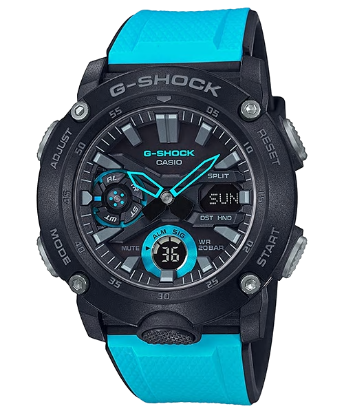 CASIO G-SHOCK รุ่น GA-2000-1A2DR สีดำ ฟ้า สินค้าใหม่ ของแท้ รับประกันศูนย์ CMG