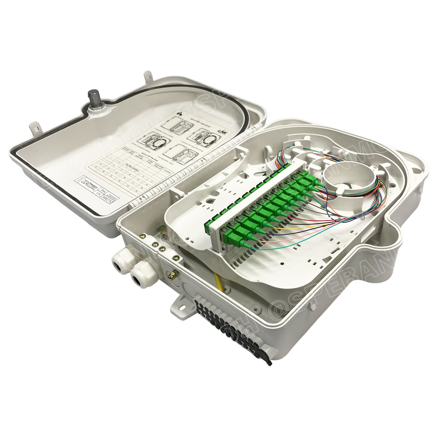 [ 1 ชิ้น ] UFH3112 Indoor Outdoor 12 SC/APC PON PLASTIC Terminal Box w/12 SC/APC Adapter & Pigtail กล่องพักสายไฟเบอร์ออฟติก 12ช่อง กล่องรวมสายและกระจายสายไฟเบอร์ FIBER TERMINAL BOX and CABINET and JUNCTION BOX