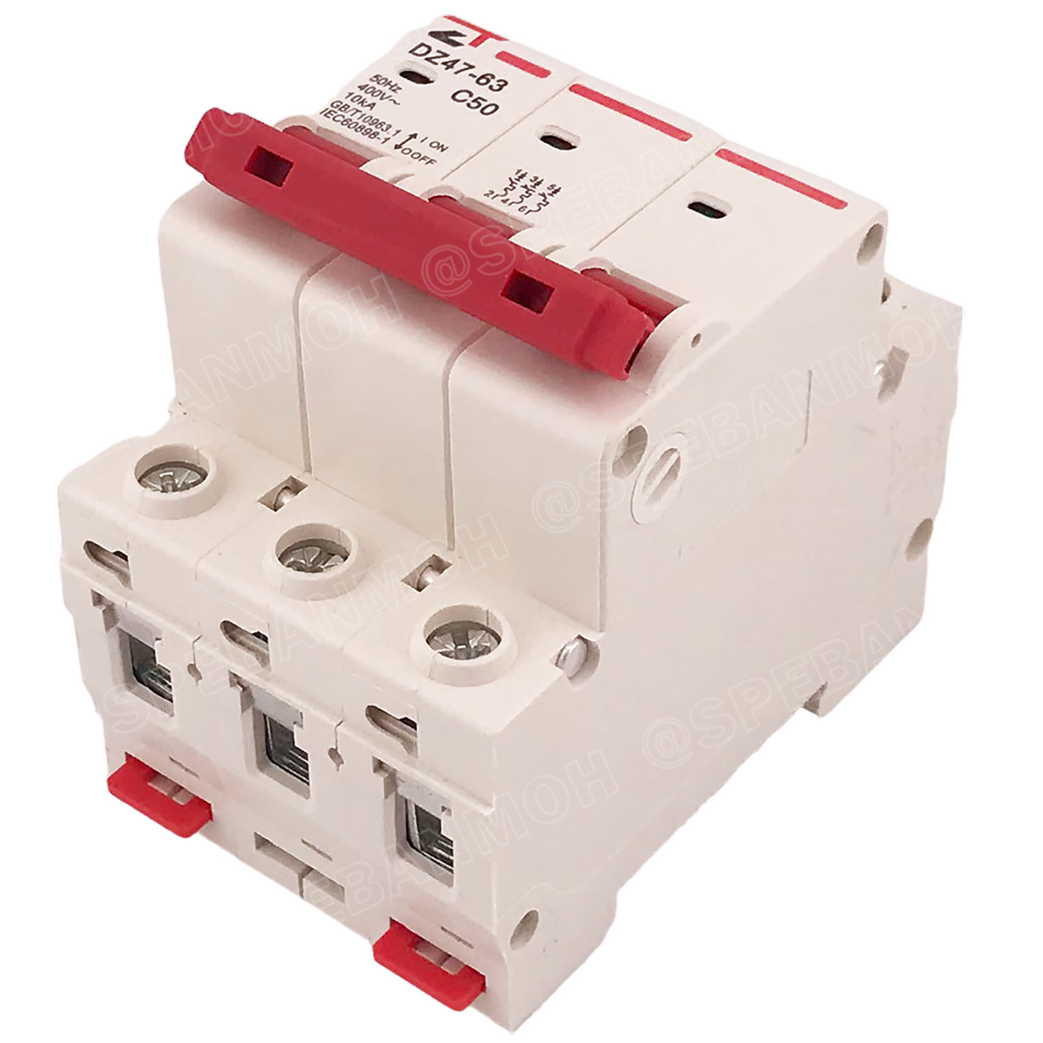 DZ47-63-3P 50A เบรกเกอร์เมน ยึดรางปีกนก 3P 50A AC Circuit Breaker เบรกเกอร์ตัดไฟเกิน 3โพล 50แอมป์ คัดเอาท์ ป้องกันกระแสเกิน Overload ป้องกันการลัดวงจร Short circuit เบรกเกอร์ตัดไฟ เบรกเกอร์ลูกย่อย Ac Circuit Breaker ไฟบ้าน 230V/400V AC มินิเซอกิตเบรก