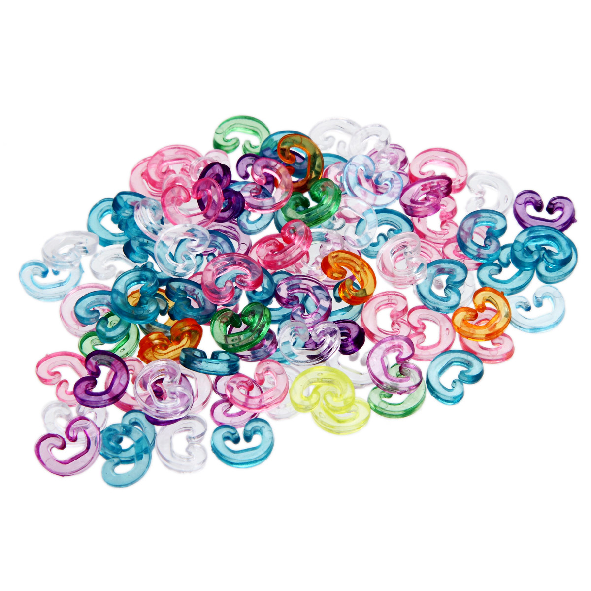 คลิปอะครีลิก ตัว C คละสี ขนาด 8.5mm x 6.5mm แพ็ค 100 ชิ้น