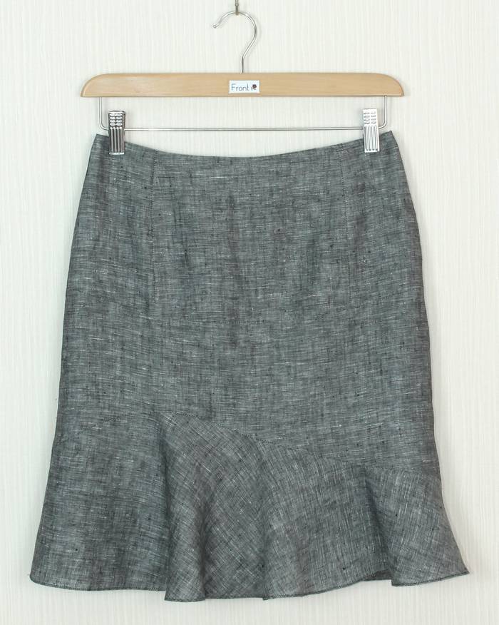 SK-247 กระโปรงแฟชั่น&ทำงาน ทรงย้วย ผ้าลินินญี่ปุ่นเชมเบ้โทนดำ มีลายในตัว