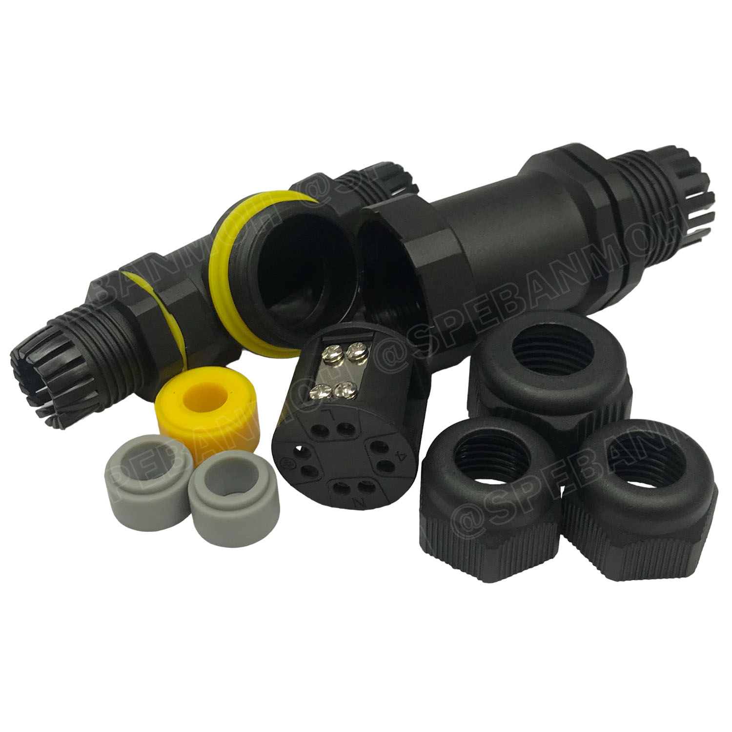 [ 1 ชิ้น ] PGT3-01-02 คอนเน็คเตอร์ กันน้ำ 2P 2x1.5 mm2 10A 250V 3ทาง IP68 Waterproof Connector 3 Way ขั้วต่อสายไฟกันน้ำ ข้อต่อกันน้ำ ขันน็อต ขั้วกันน้ำแบบ T Connector Aviation Plug IP68 ปลั๊กกันน้ำ ข้อต่อกันน้ำ ต่อกลาง ชุดต่อสายไฟ IP 68 กันน้ำ กันฝุ่น