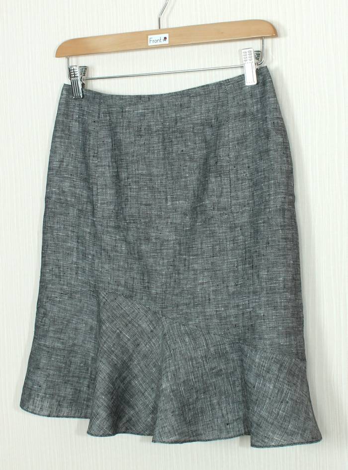 SK-247 กระโปรงแฟชั่น&ทำงาน ทรงย้วย ผ้าลินินญี่ปุ่นเชมเบ้โทนดำ มีลายในตัว