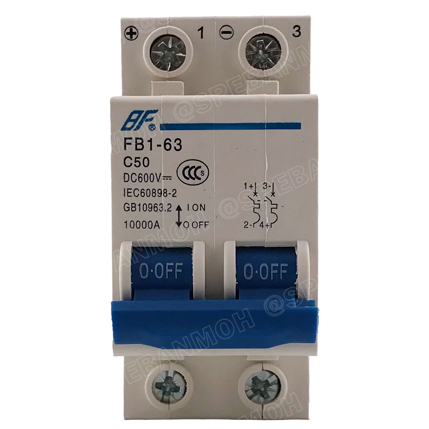 [ 1ชิ้น ] FB1-63-2P 50A BF เบรกเกอร์ ดีซี 2P 50แอมป์ 2Pole DC Breaker 600 VDC DC Circuit Breaker 2P สำหรับงาน solar cell เบรกเกอร์ไฟฟ้าโซลาร์เซลล์ DC ป้องกันกระแสเกิน ใช้ได้กับไฟฟ้ากระแสตรง DC เบรกเกอร์ 2โพล Solar Breaker เซอร์กิตเบรกเกอร์ MCB Breaker