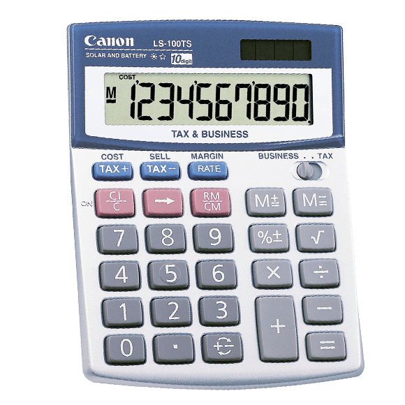 เครื่องคิดเลข Canon LS-100TS จอภาพแสดงผล 10 หลัก รับประกันศูนย์ 3 ปี
