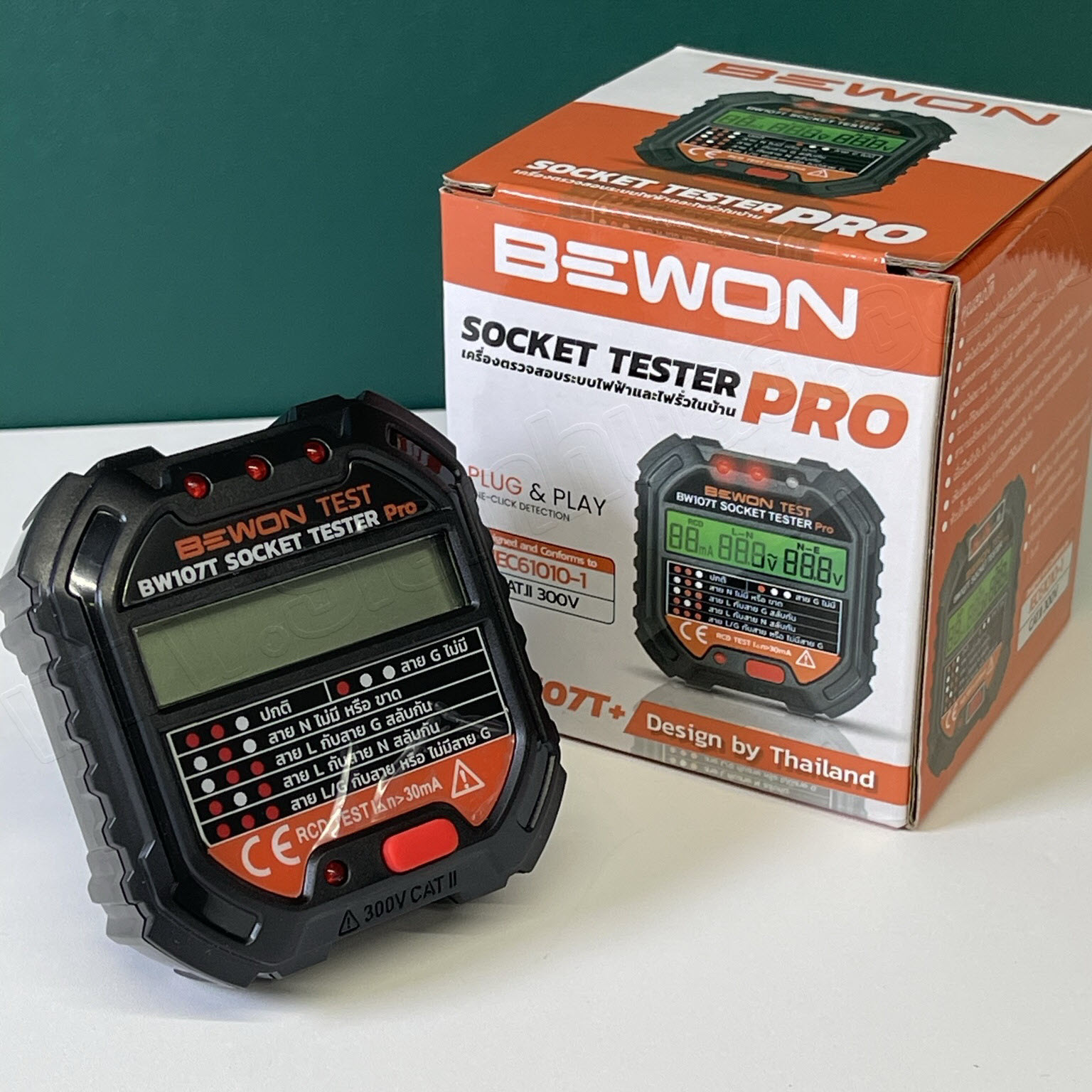 เครื่องตรวจสอบระบบไฟฟ้าและไฟรั่วในบ้าน ( SOCKET TESTER PRO ) (BEWON) รุ่น BW107T