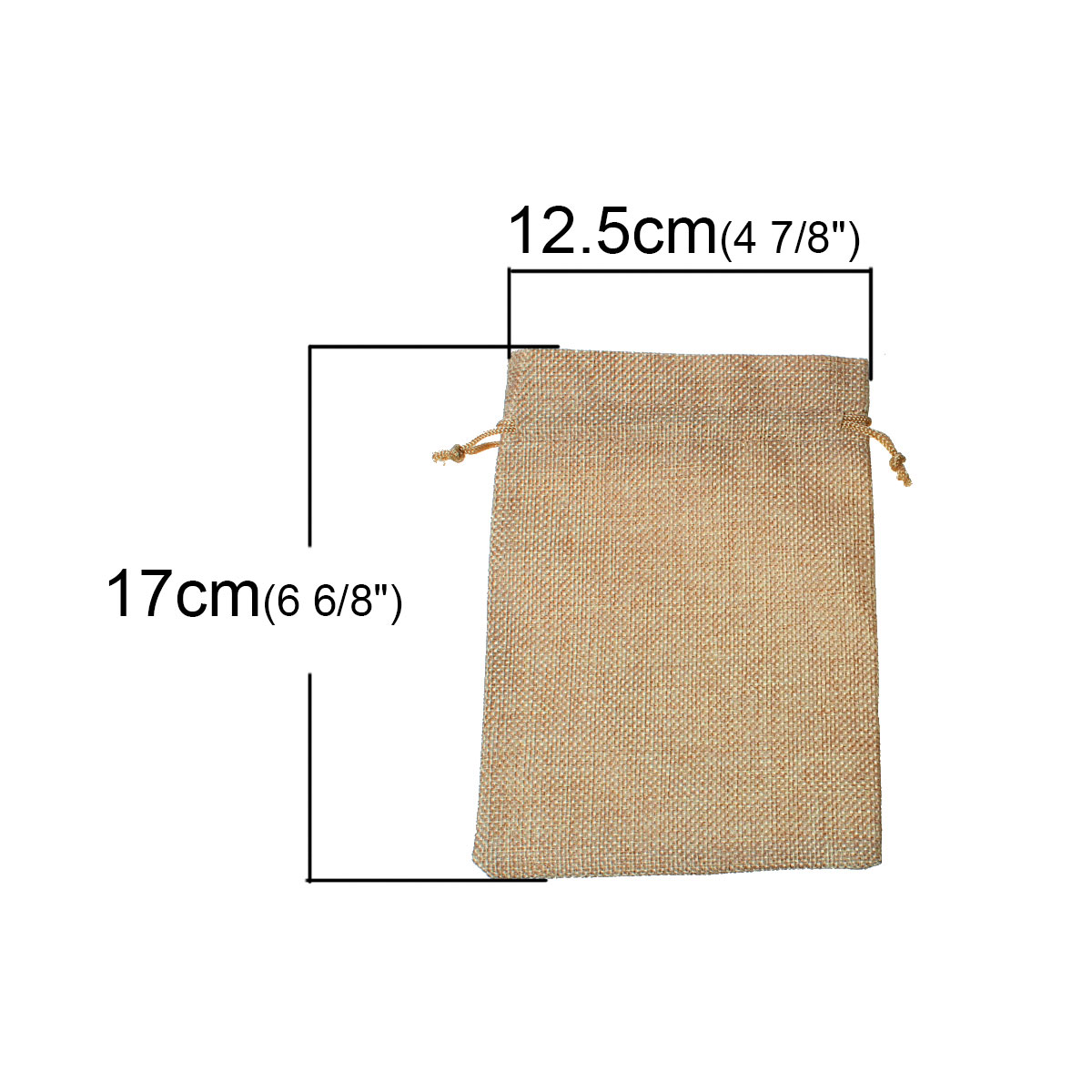 ถุงผ้าทอกระสอบสำหรับใส่เครื่องประดับมีสายรูดรัดปากถุง 17x12.5cm 1 ใบ สีกากี