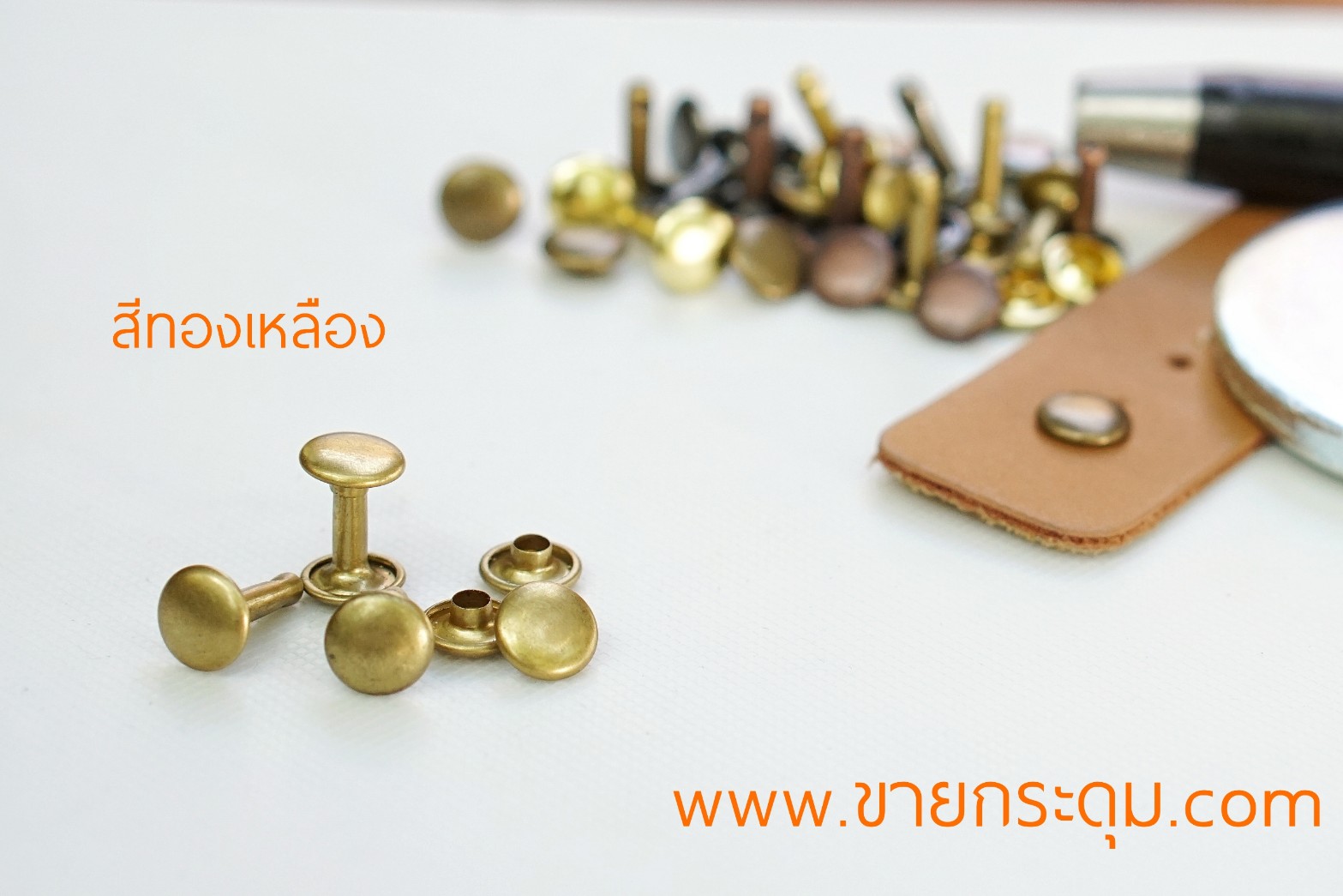 หมุดย้ำ หน้ากลม สองหัว , DOUBLE HEAD RIVET สีทองเหลือง