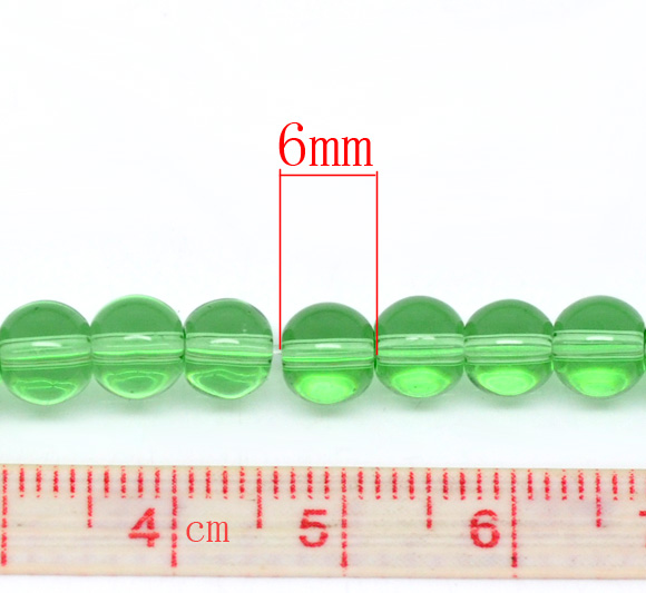 ลูกปัดแก้ว เม็ดกลม ขนาด 6มม. 1 เส้น 50 เม็ด มี 5 สี