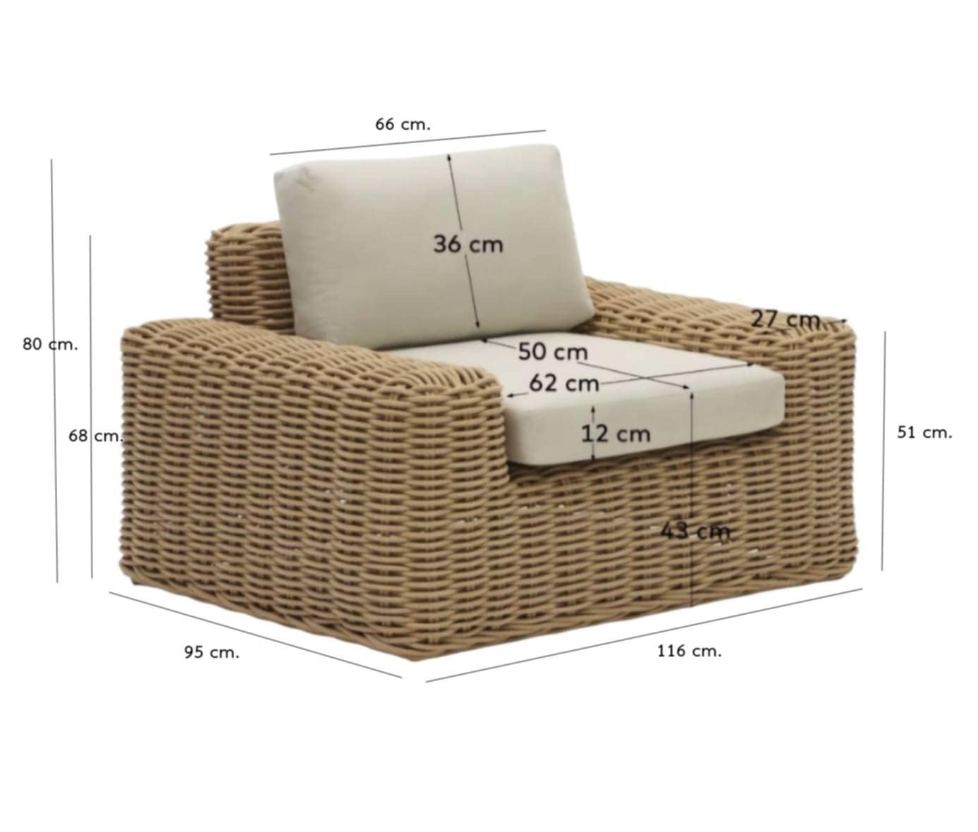 Rattan Minimal Sofa set (สำหรับ 3-4 ที่นั่ง)