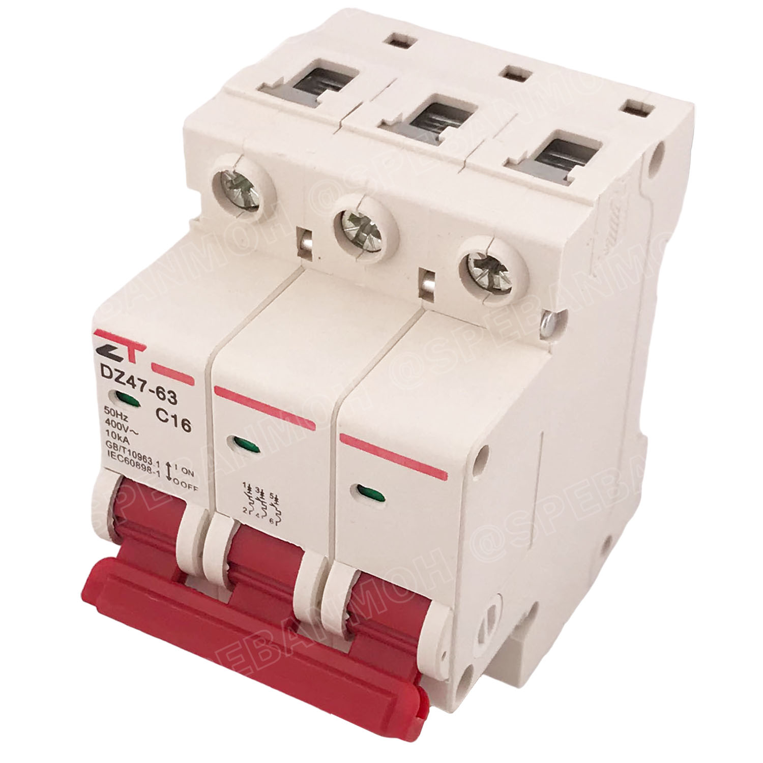 DZ47-63-3P 16A เบรกเกอร์เมน ยึดรางปีกนก 3P 16A AC Circuit Breaker เบรกเกอร์ตัดไฟเกิน 3โพล 16แอมป์ คัดเอาท์ ป้องกันกระแสเกิน Overload ป้องกันการลัดวงจร Short circuit เบรกเกอร์ตัดไฟ เบรกเกอร์ลูกย่อย Ac Circuit Breaker ไฟบ้าน 230V/400V AC มินิเซอกิตเบรก