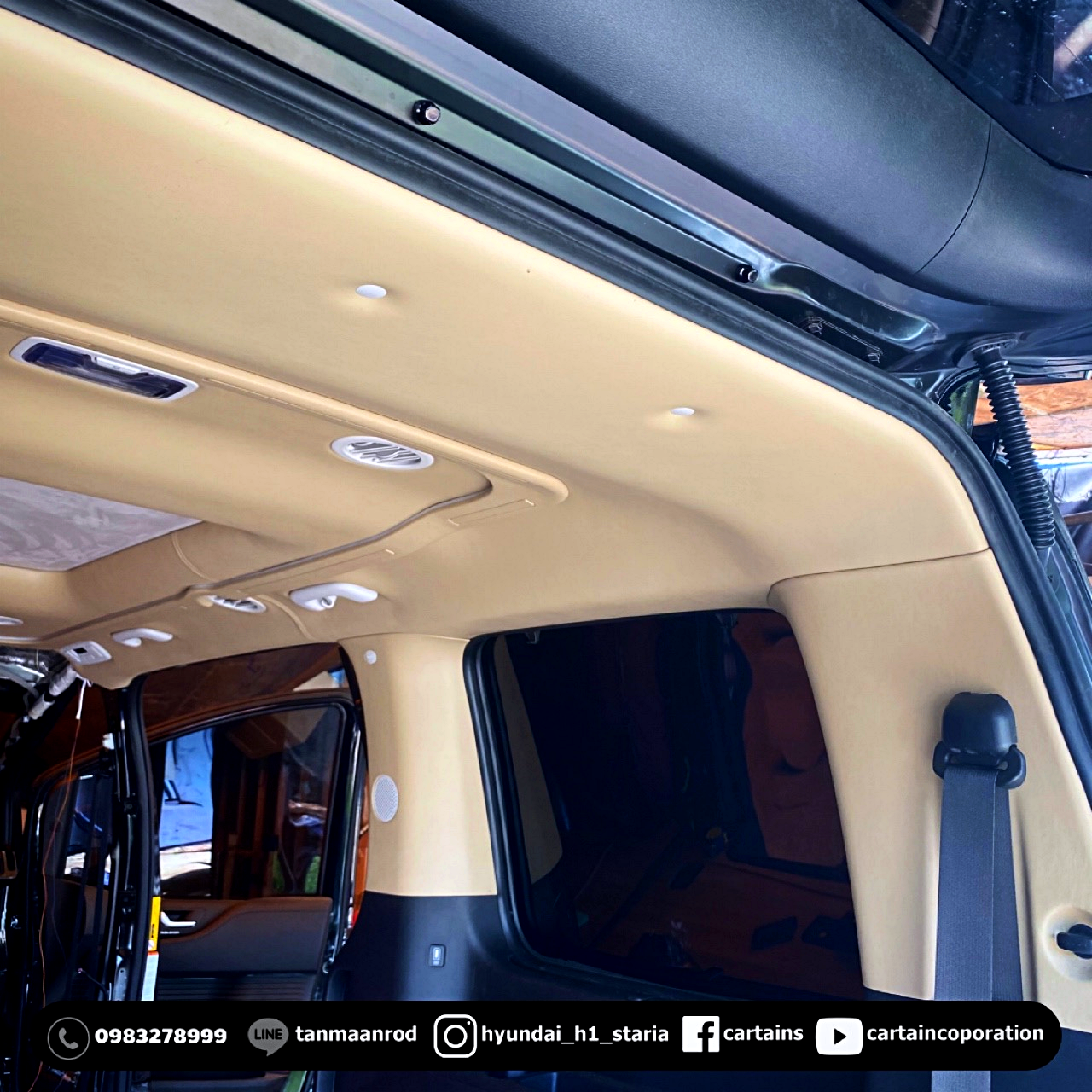 HYUNDAI Staria Premium คุณแบงค์ สุโขทัย [ทั้งคัน เบาะ vip + ปูพื้น + หลังคา + แดมป์ + จอเพดาน + เปลี่ยนสีถายใน] -0004