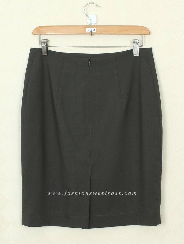 SK-394 กระโปรงแฟชั่น&ทำงาน ทรงดินสอ ผ้า Rose Skinny สีเทาดำ สไตน์เรียบหรู