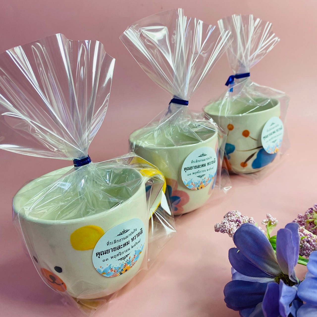 แก้วกาแฟเซรามิคมีหู คละลาย /12p