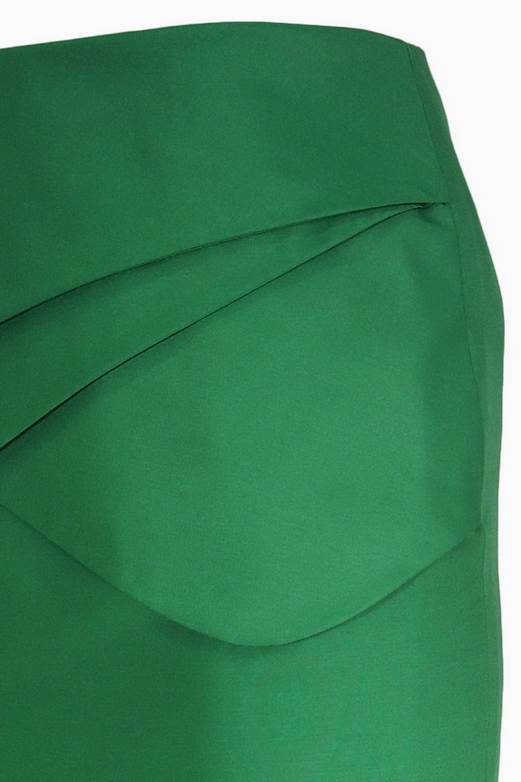 SK-081 กระโปรงทรงสอบ ผ้า japan silk สีเขียวมิ้นท์ กระโปรงเย็บพับสลับซ้อนกัน 3 ชิ้น