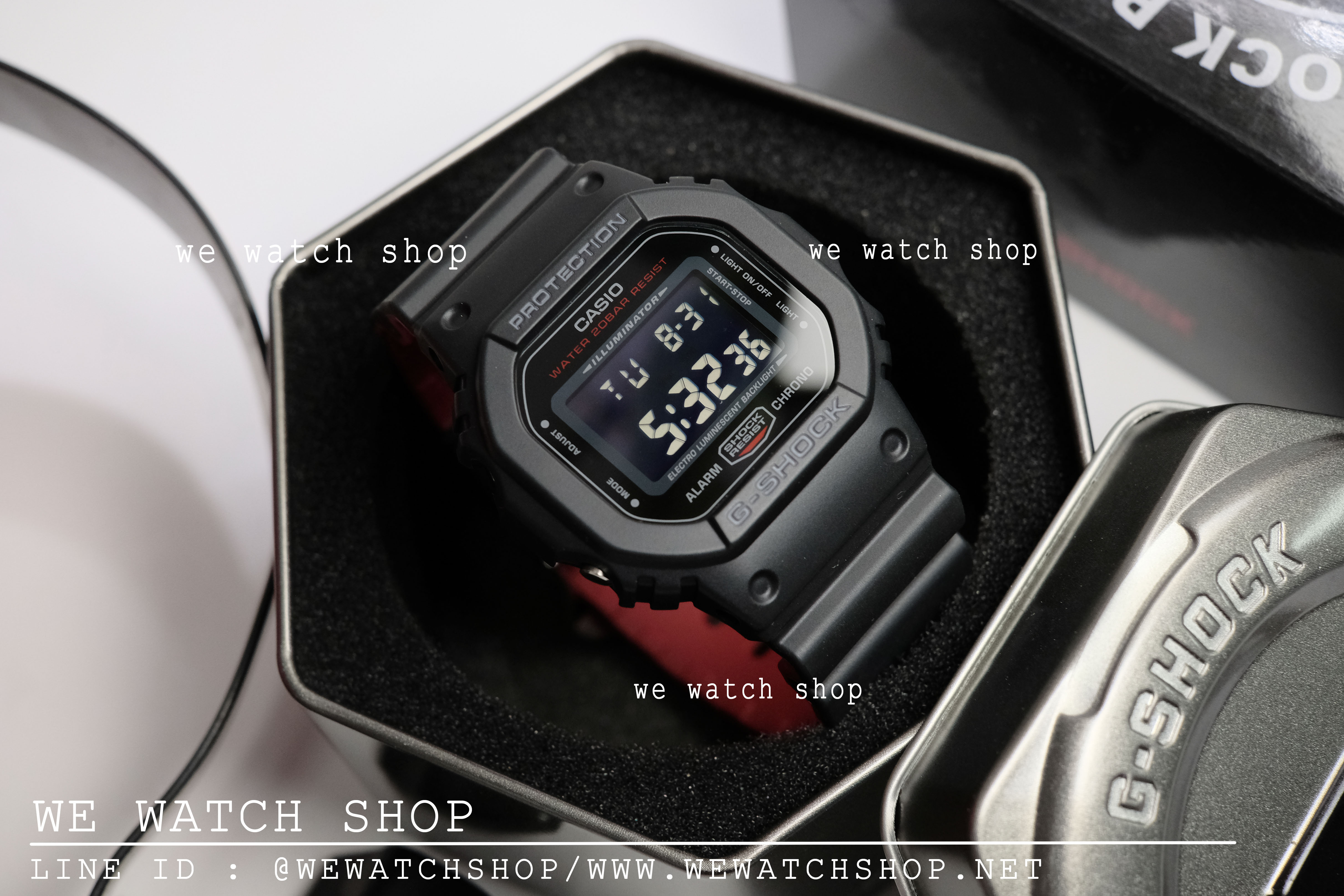 CASIO G-SHOCK รุ่น DW-5600HR-1DR สีดำ แดง สินค้าของเเท้ รับประกันศูนย์ CMG