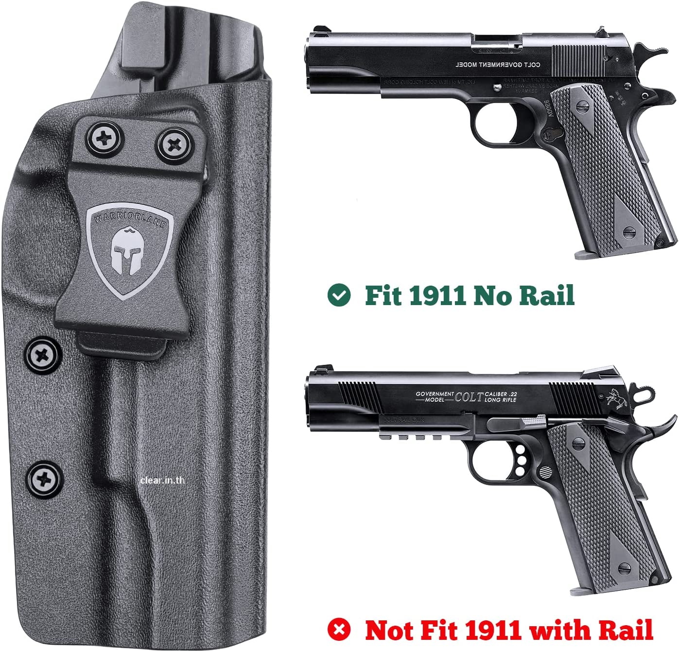 ซองพกใน 1911 Holster - IWB Kydex Holster Fit 1911 5'' No Rail Pistol, Right USA WARRIORLAND holster ส่งจากประเทศไทย