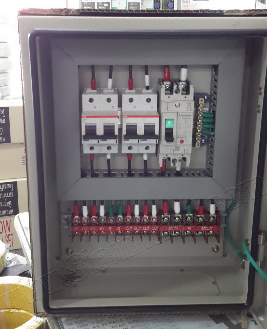 (ตู้รับประกอบ) ตู้คอนโทรล ตู้ไฟสวิทช์บอร์ดแบบกันฝุ่นกันน้ำไม่มีหลังคา เดินอุปกรณ์เบรคเกอร์ 2P, Miniature Circuit Breaker (ABB), MOLD CASE CIRCUIT BREAKER (MITSUBISHI), WALL MOUNTING CABINET (KJL)