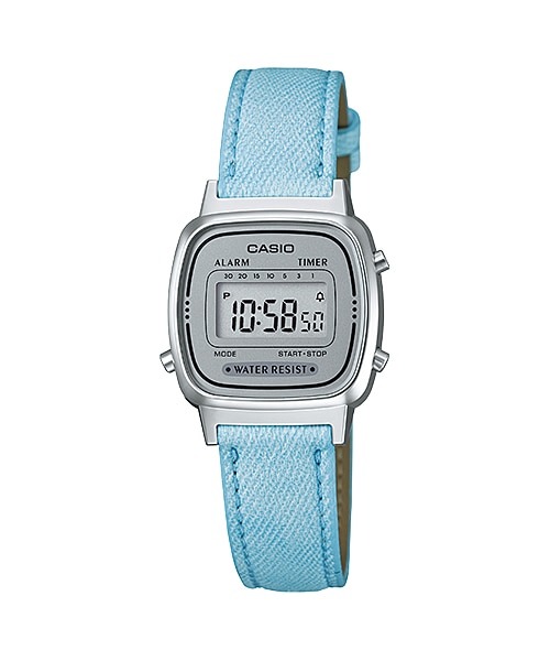 CASIO Standard รุ่น LA670WL-2ADF สีฟ้า สายหนังยีนส์ เรือนเล็ก สินค้าของเเท้