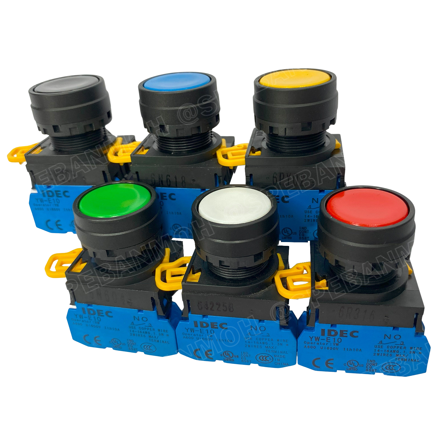 [ 1ชิ้น ] YW1B-M1E10 สีเหลือง Yellow สวิทช์ กดติด ปล่อยดับ Momentary 1NO 22mm IDEC สวิทช์คอนโทรล 22มิล YW Series Control Switch สวิทช์ไฟ กดเด้ง กดติดปล่อยดับ หน้าเรียบ ไอเดค SPST Push Button Switch ปกติเปิด Normally open