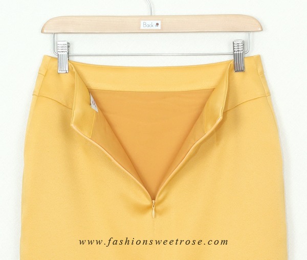 SK-311 กระโปรงแฟชั่น&ทำงาน ทรงสอบตัดต่อ ผ้า Zara สีเหลือง