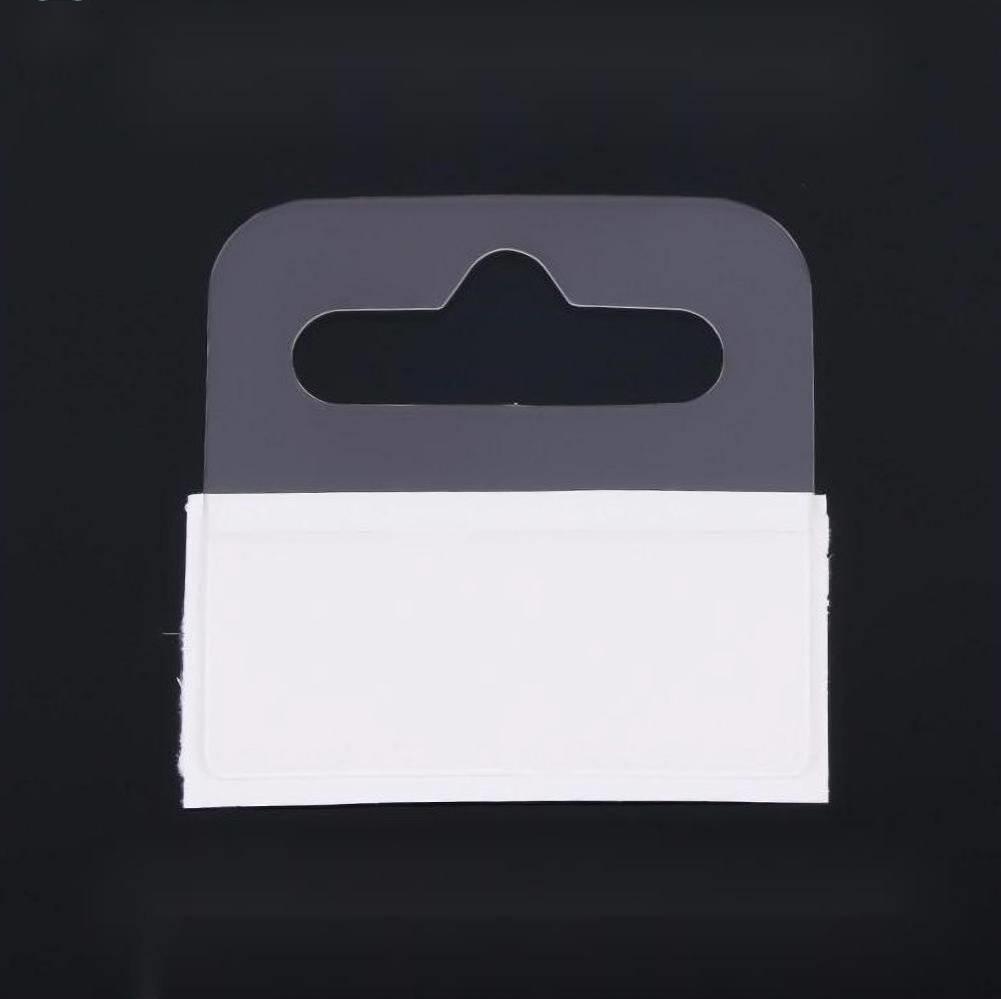 Hang Tabs หูแขวนสินค้า ป้ายแขวนสินค้าพลาสติกมีแถบกาวแบบสล็อต ขนาด 42x45x0.3mm จำนวน 100 ชิ้น