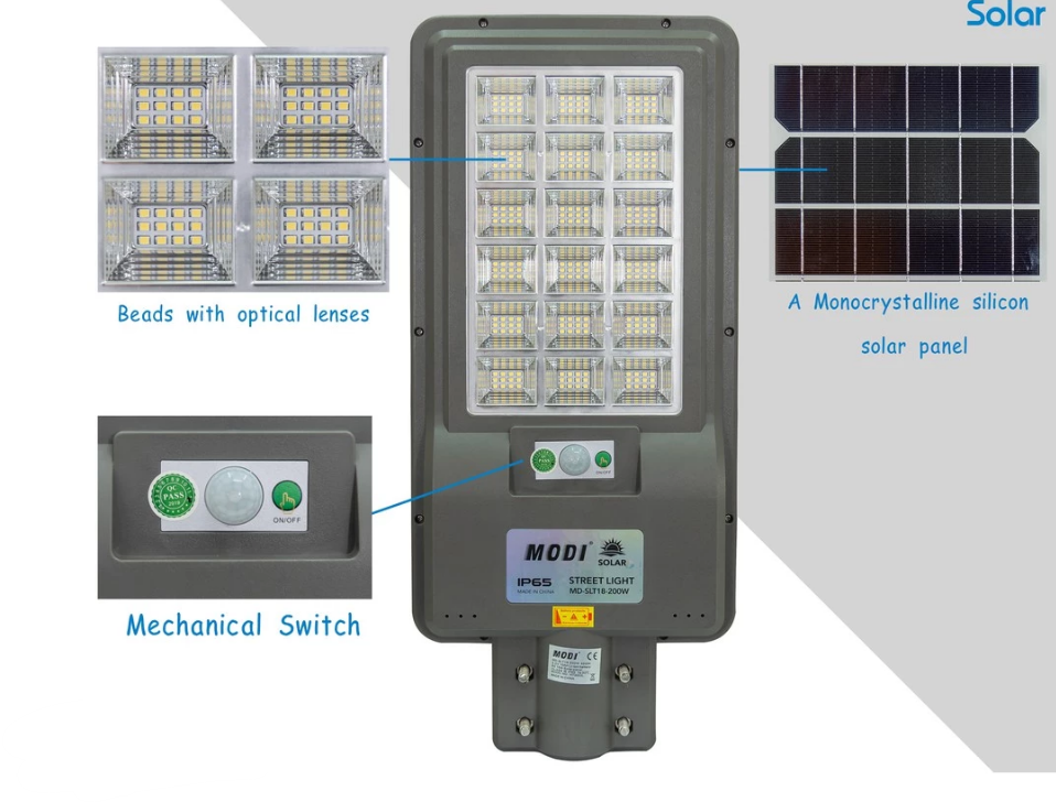 โคมไฟถนน(โซล่าเซลล์) MODI (MD-SLT18200W)
