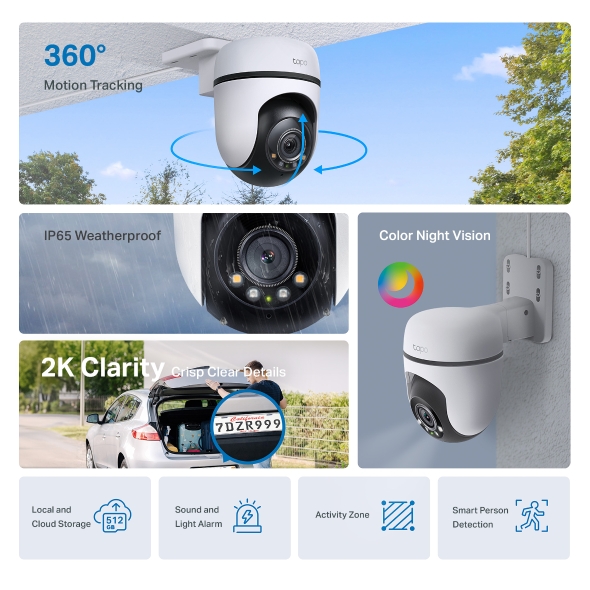 กล้องวงจรปิดไร้สาย TP-LINK Tapo C510W Outdoor Pan/Tilt Security Wi-Fi Camera รับประกันศูนย์