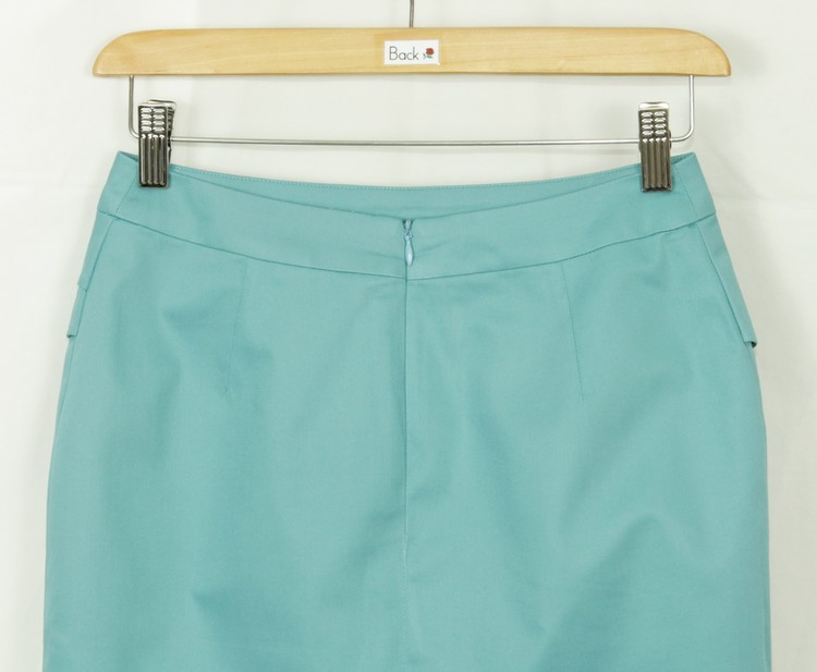 กระโปรงแฟชั่น&ทำงาน ทรงสอบจับจีบซ้อนกัน ผ้าคอตต้อนสีฟ้า / SK-101