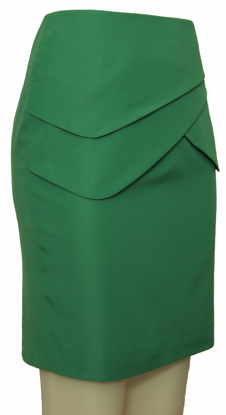 SK-081 กระโปรงทรงสอบ ผ้า japan silk สีเขียวมิ้นท์ กระโปรงเย็บพับสลับซ้อนกัน 3 ชิ้น