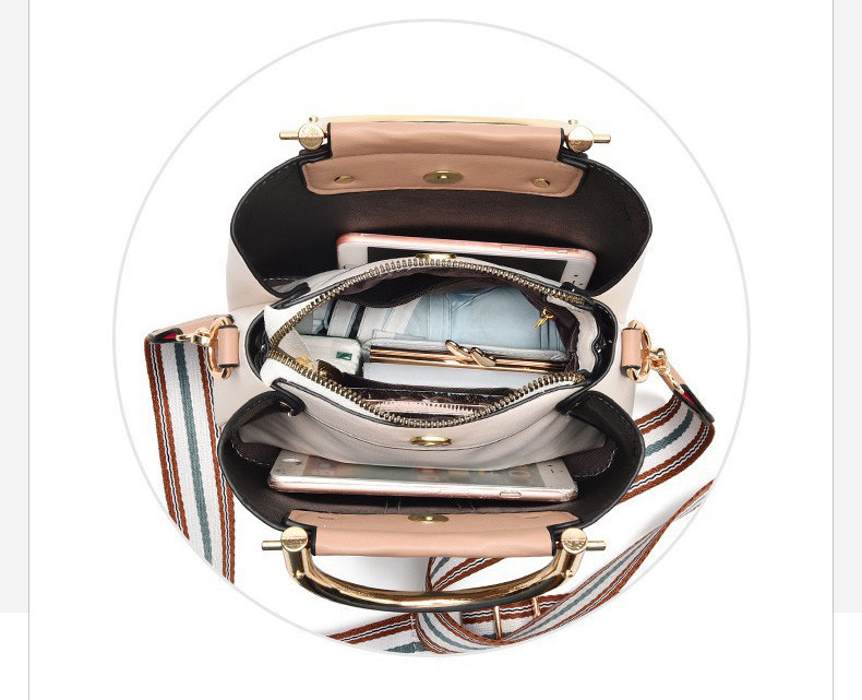 BAG-001 กระเป๋าถือแฟชั่นพร้อมสายสะพายสำหรับคุณผู้หญิง สีขาวออฟไวท์