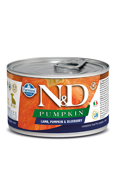 อาหารเปียกลูกสุนัขเกรดซุปเปอร์พรีเมี่ยม Farmina N&D Pumpkin, Lamb & Blueberry Puppy Wet Dog Food 140g จากประเทศอิตาลี